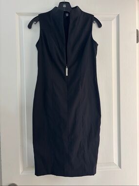 Laundry by Shelli Segal Sleeveless Black Zip-Front Sheath Dress Sz 2